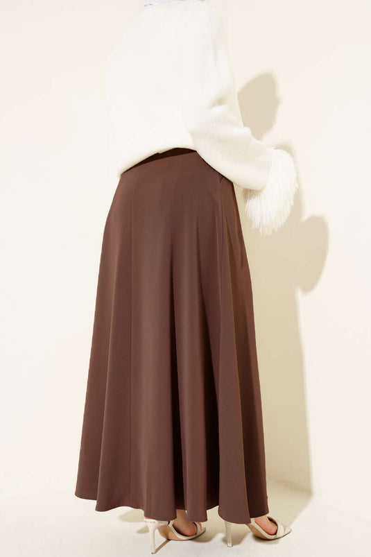 Jupe basique à ceinture avec fermeture éclair marron