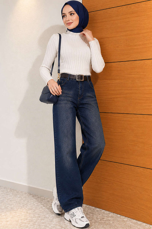 Gürtel-Design Wide Leg Jeans