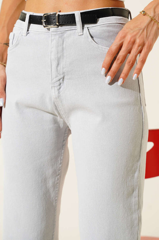 Pantalon gris court à ceinture
