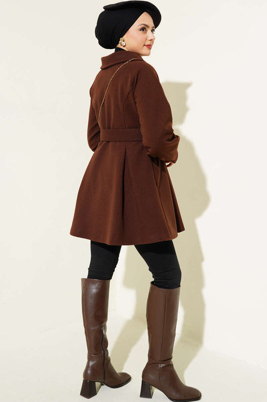 Manteau Kachet Court Ceinturé Brun Amer