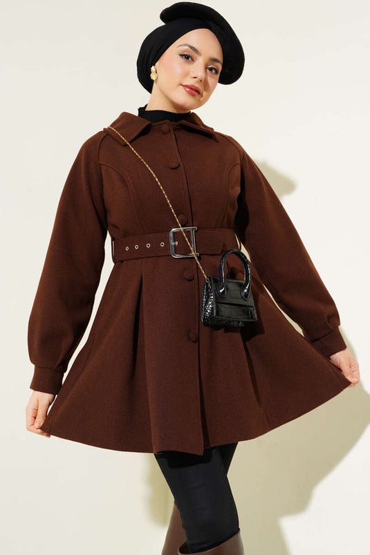 Manteau Kachet Court Ceinturé Brun Amer