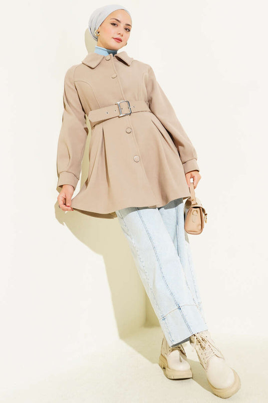 Getailleerd kort kasjmierjasje, beige