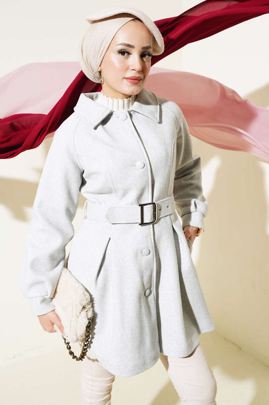 Cappotto Kachet corto con cintura Grigio
