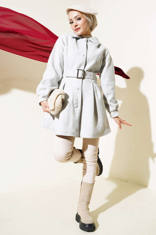 Cappotto Kachet corto con cintura Grigio