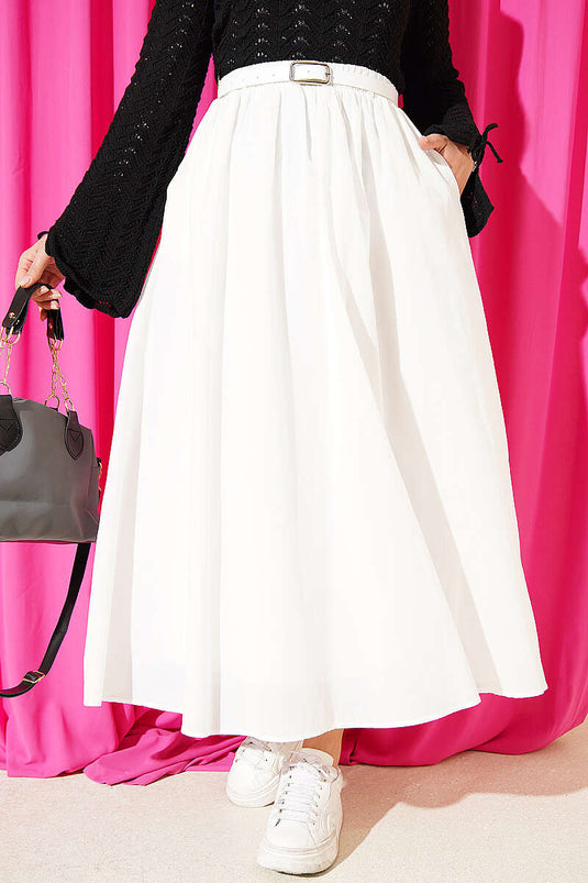 Gonna A Ruota In Tulle Con Cintura In Vita Bianca