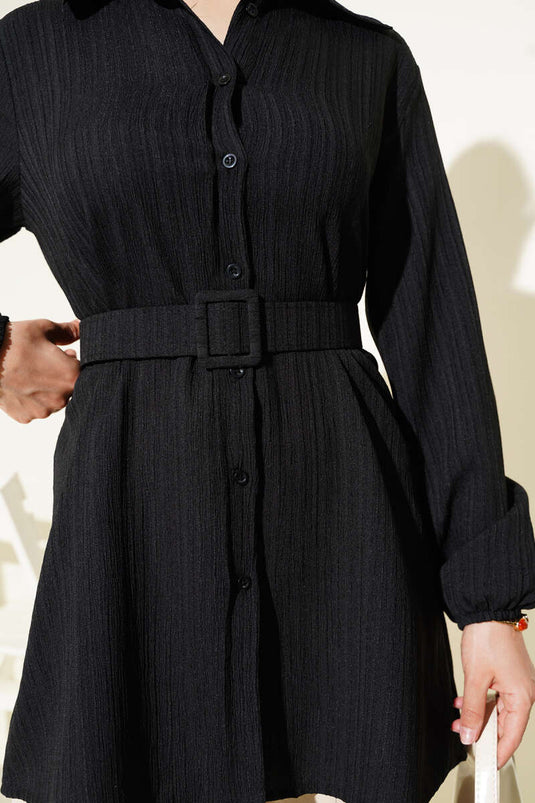 Chemise froissée ceinturée noire