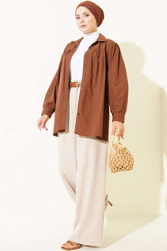 Pantaloni Palazzo In Tessuto Beige Con Cintura