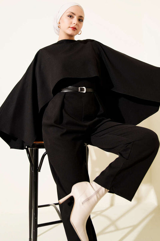 Kemerli Pelerinli Tulum Siyah