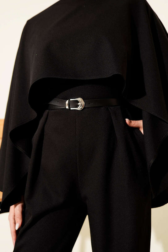 Kemerli Pelerinli Tulum Siyah