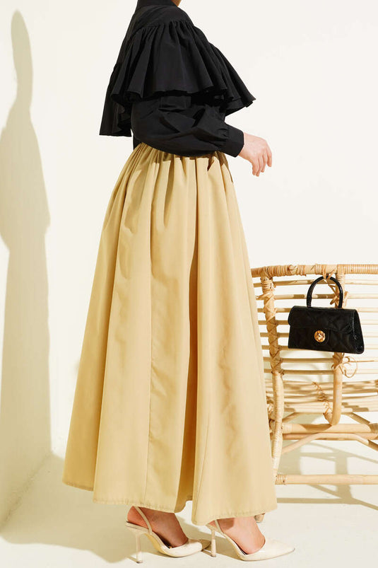 Belted Poplin Skirt Sand Beige