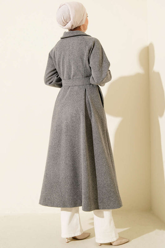 Kemerli Uzun Kaşe Kaban Füme