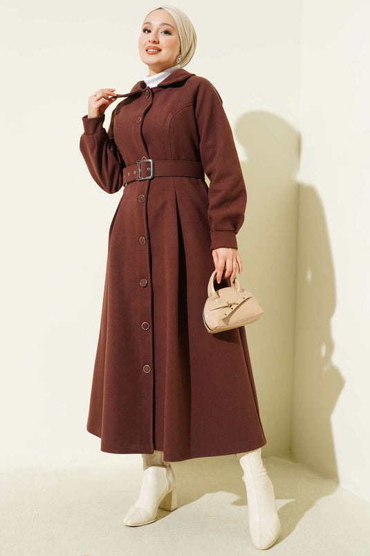 Belted Long Cashmere Coat Chestnut