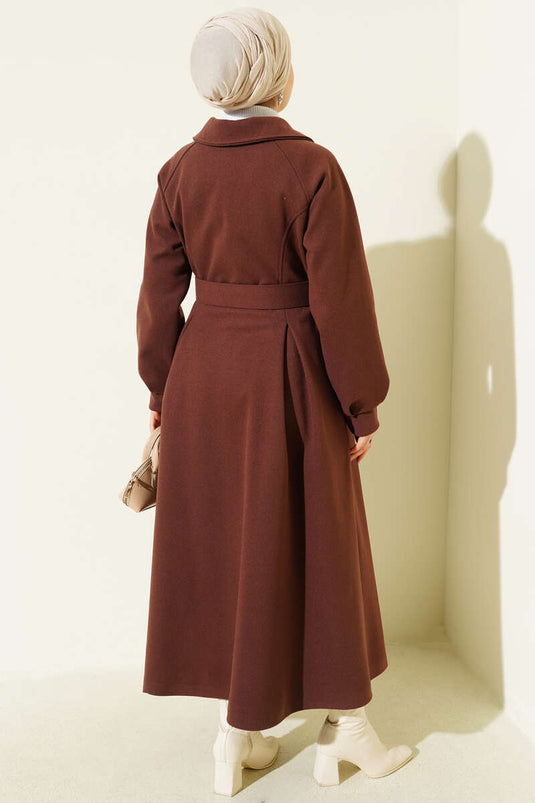 Belted Long Cashmere Coat Chestnut