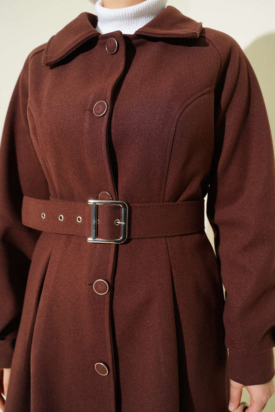 Belted Long Cashmere Coat Chestnut
