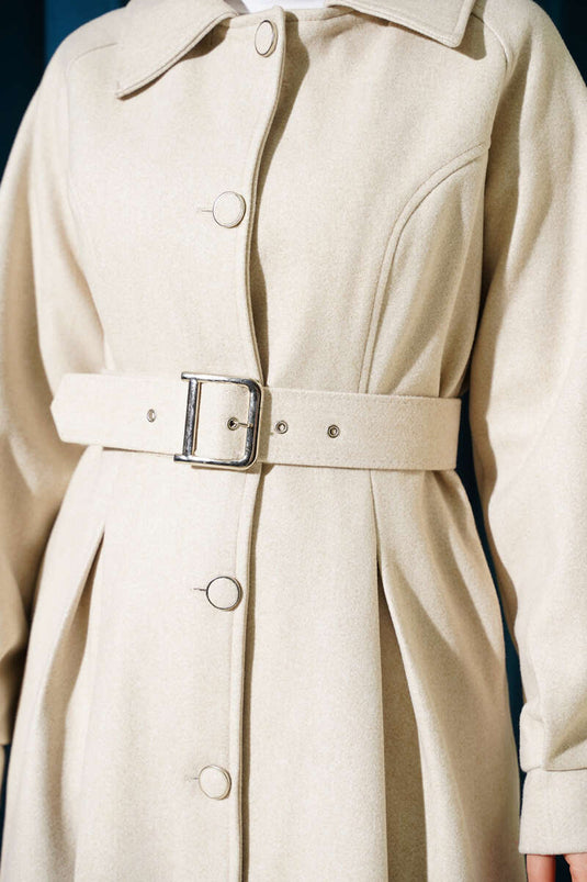 Belted Long Cashmere Coat Stone