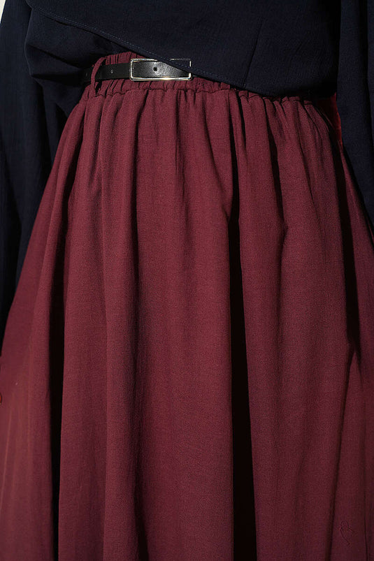Kemerli Vual Etek Bordo
