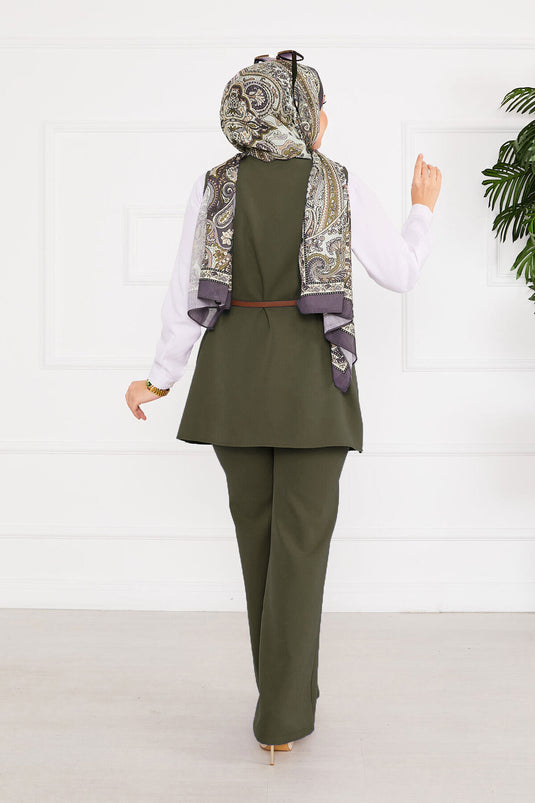 Ensemble hijab deux pièces avec gilet et ceinture - 10