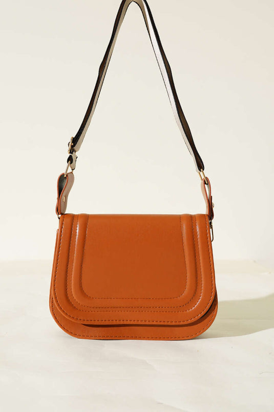 Sac magnétique à bordure rayée, beige