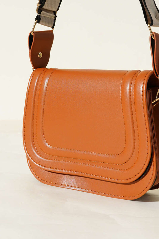 Sac magnétique à bordure rayée, beige