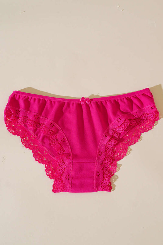 Culotte fuchsia à bordure en dentelle