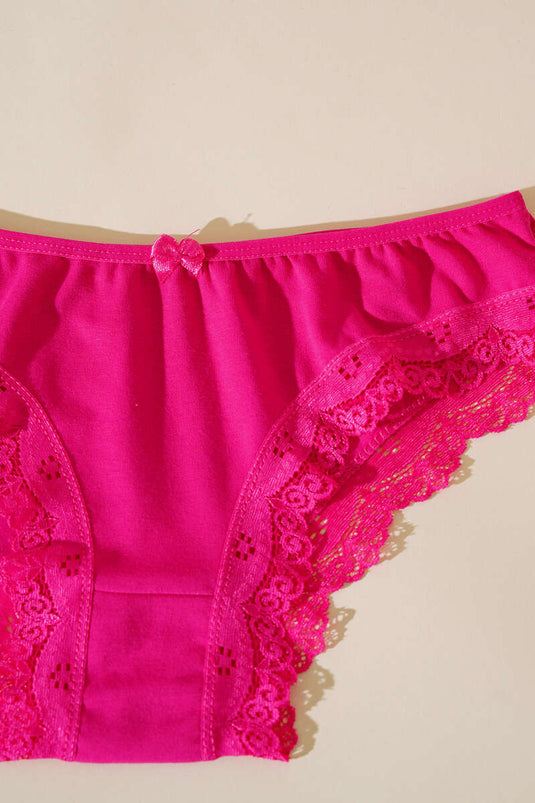 Culotte fuchsia à bordure en dentelle