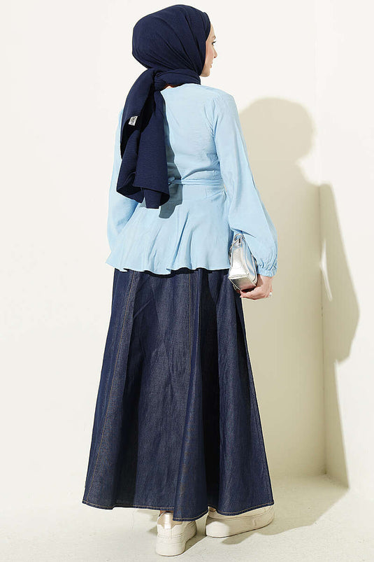 Self-Tie Short Shirt Blue