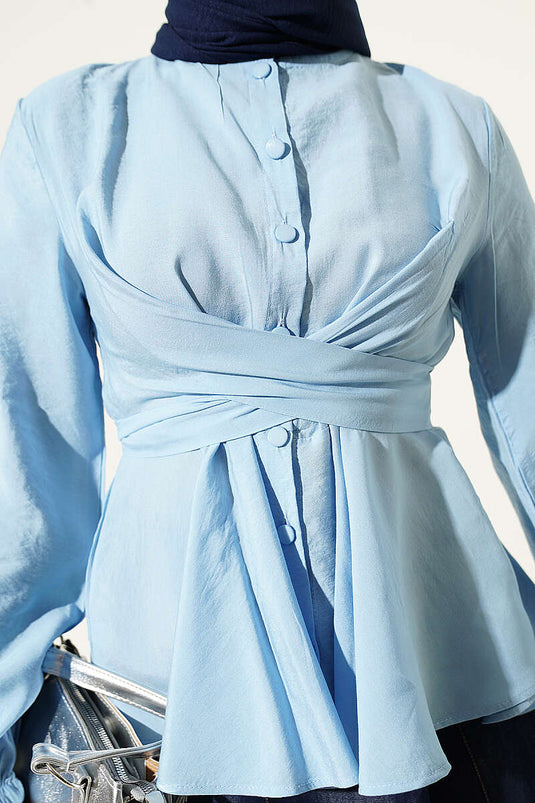 Self-Tie Short Shirt Blue
