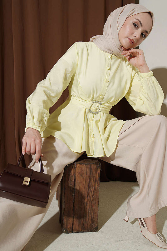 Self-Tie Short Shirt Yellow