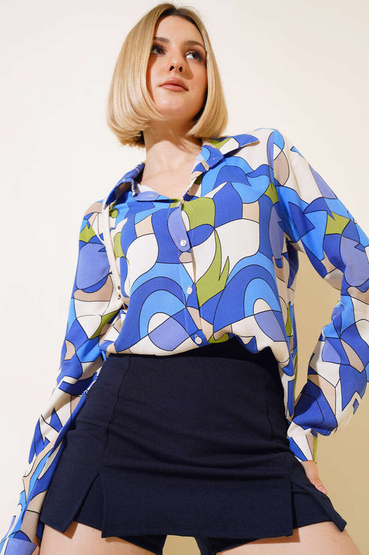 Chemise à motifs Indigo