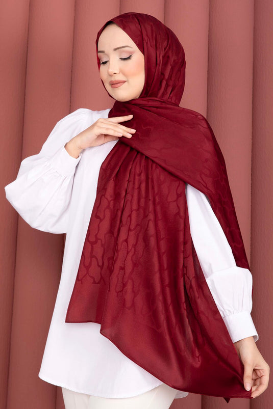 Série d'écharpes jacquard à motifs bordeaux