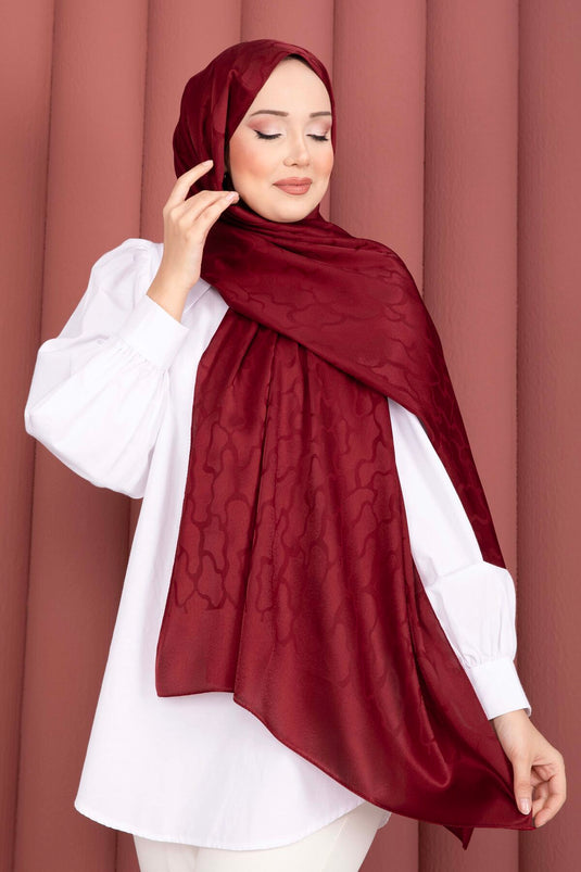 Série d'écharpes jacquard à motifs bordeaux