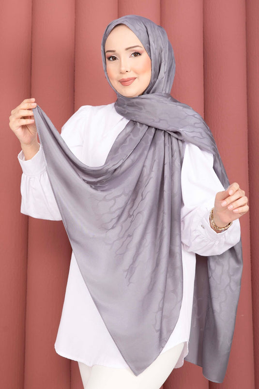 Série d'écharpes jacquard à motifs ton sur ton couleur fumée