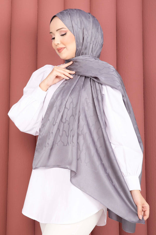 Série d'écharpes jacquard à motifs ton sur ton couleur fumée