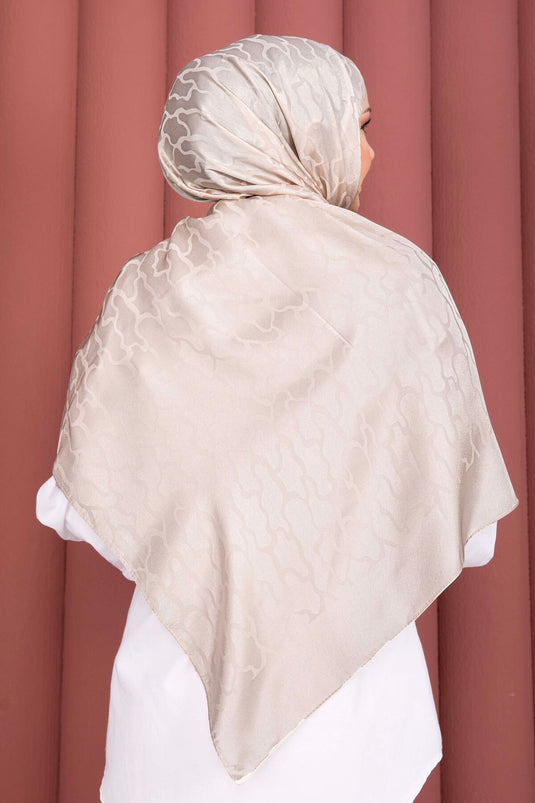 Série d'écharpes jacquard à motifs ton sur ton crème