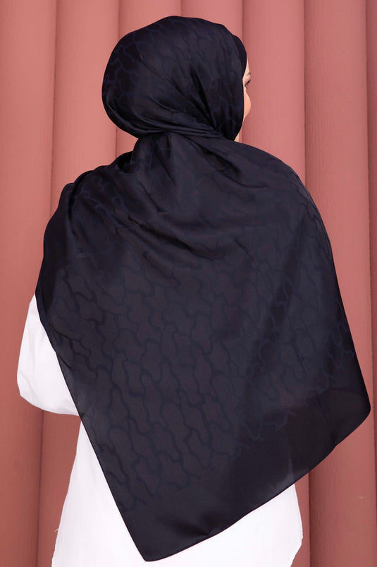 Série d'écharpes jacquard à motifs intégrés bleu marine