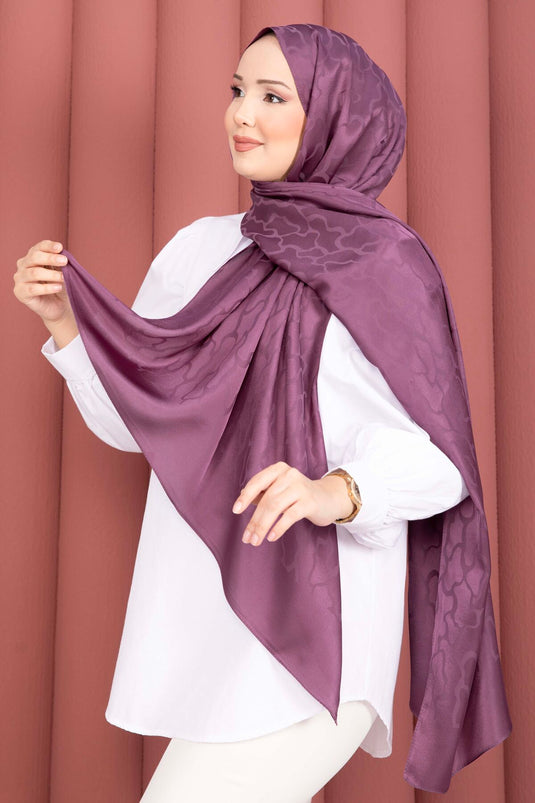 Série d'écharpes jacquard à motifs intégrés couleur prune