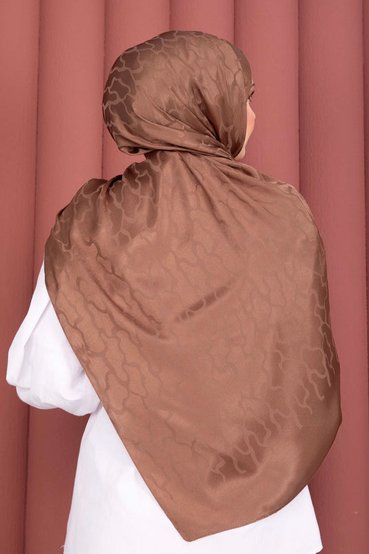 Série d'écharpes jacquard à motifs ton noisette