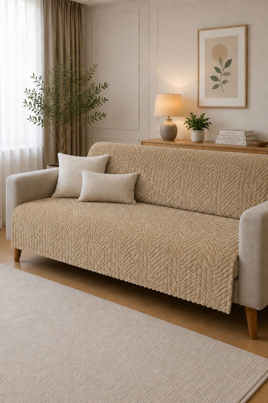 Self-Patterned Sofa Cover Cappuccino