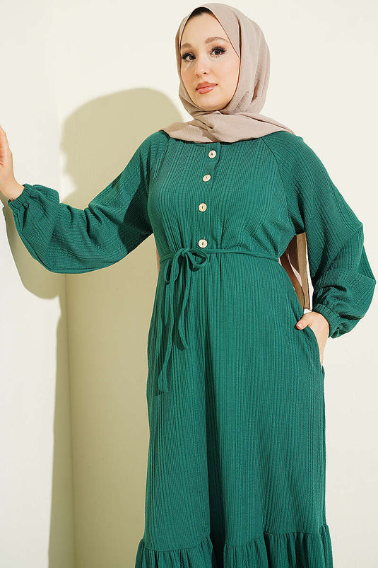 Robe À Manches Raglan Imprimée Verte