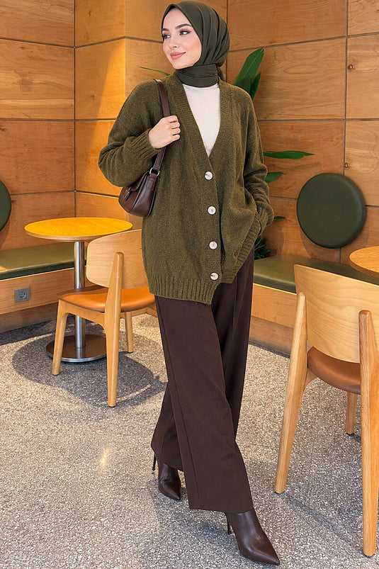 Chaqueta De Punto Estampada En Verde Oliva