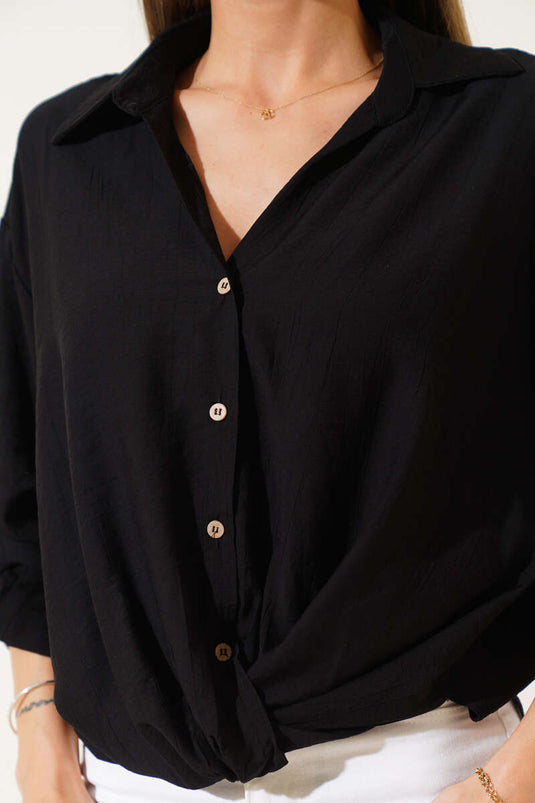 Self-Knotted Shirt Black