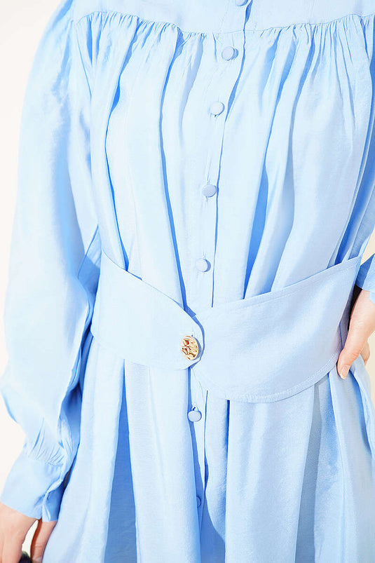 Camicia Blu Con Dettaglio Cintura Integrata