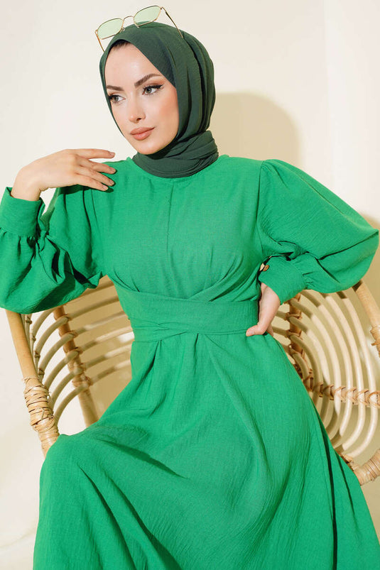 Kendinden Kuşak Bağlamalı Elbise Benetton