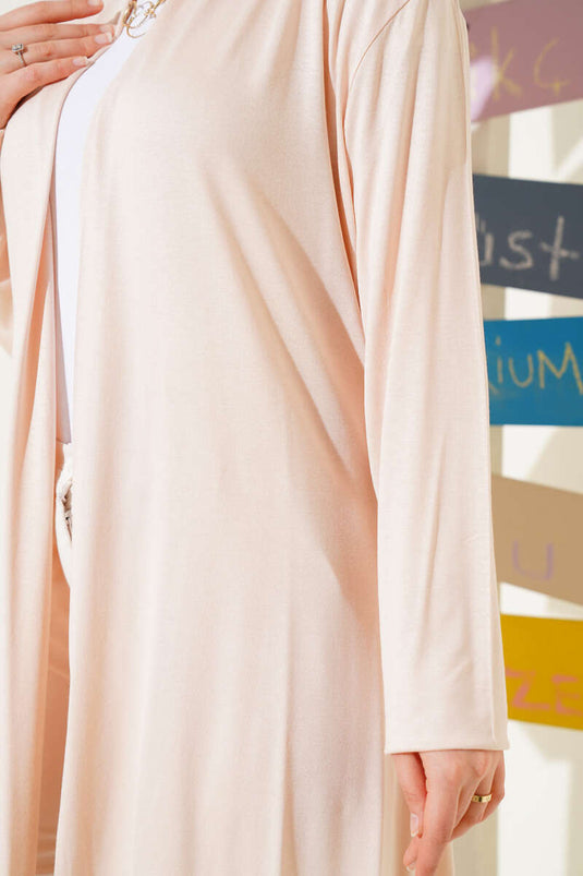 Kendinden Kuşaklı Basic Hırka Bej