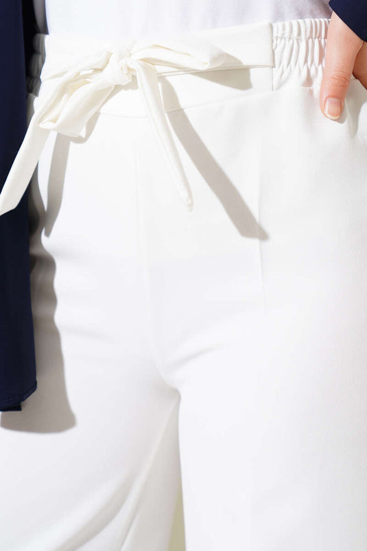 Pantalon double ceinture blanc