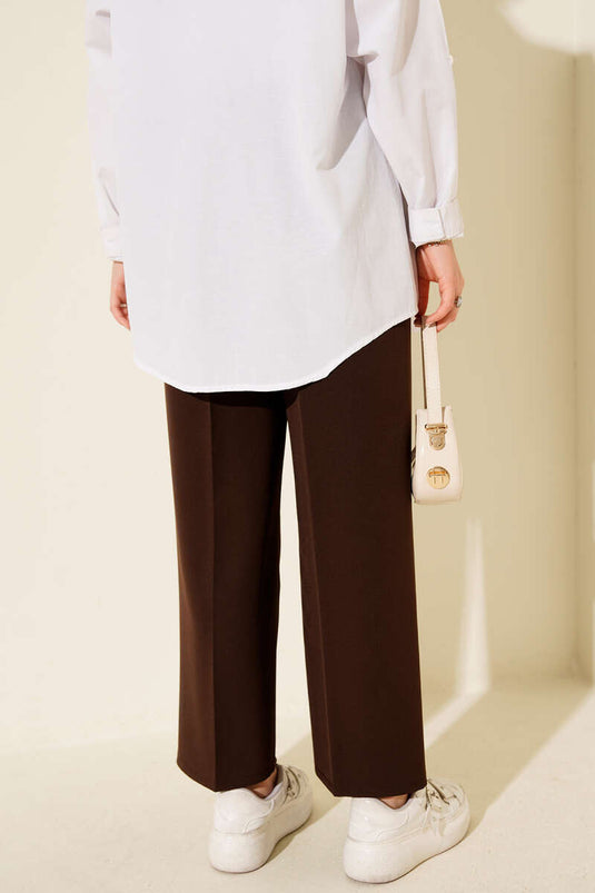 Self-Belted Double Trousers Chestnut
