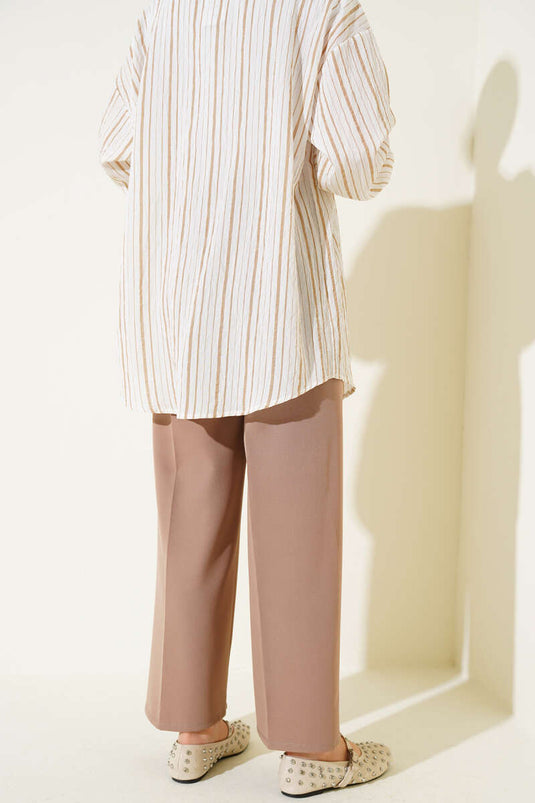 Self-Belted Double Trousers in Mink