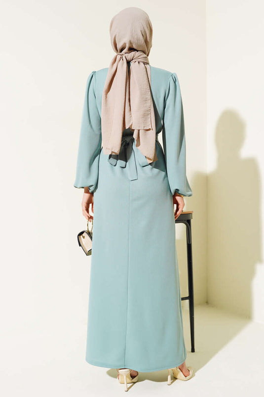 فستان بحزام ذاتي نعناعي