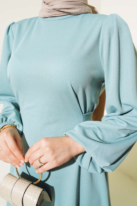 فستان بحزام ذاتي نعناعي