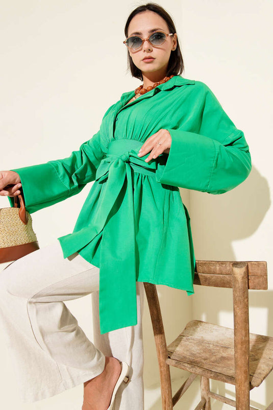 Self-Belted Gathered Front Tunic Benetton